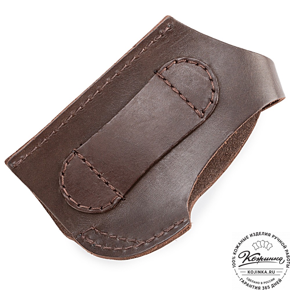 Кожаная поясная кобура  для пистолета "Пионер" (тёмно-коричневая)