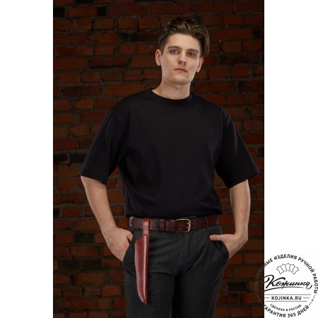 Кожаные ножны для ножа финского типа  с длиной клинка 17 см (черные)