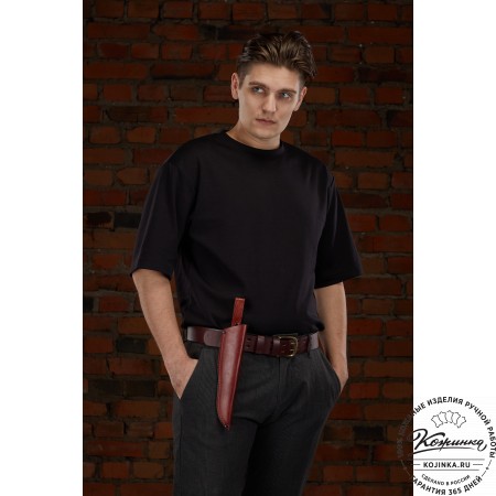 Кожаные ножны для ножа финского типа  с длиной клинка 17 см (черные)