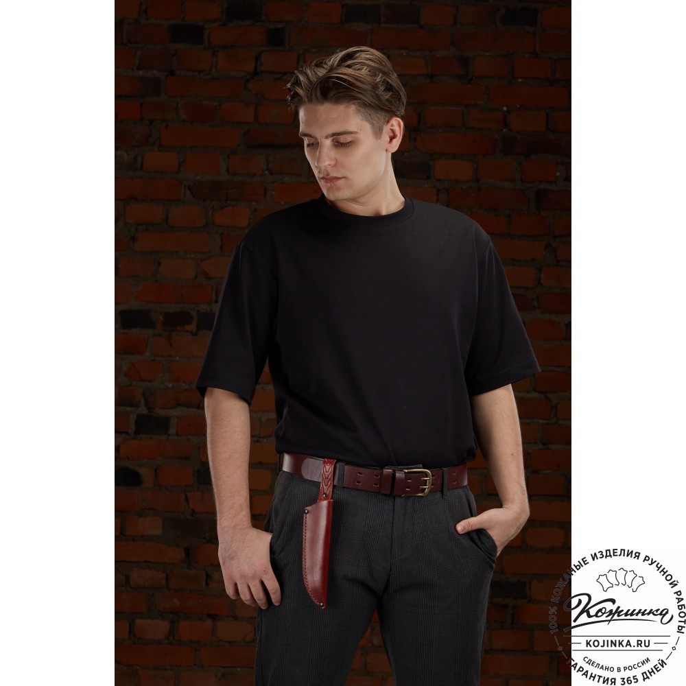 Кожаные ножны для ножа с длиной клинка 13 см (черные)