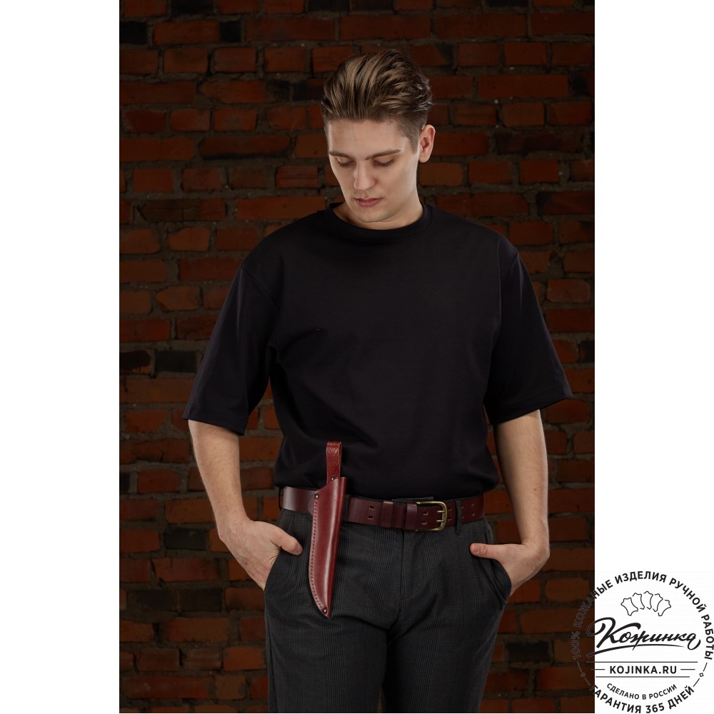 Кожаные ножны для ножа с длиной клинка 17 см (черные)