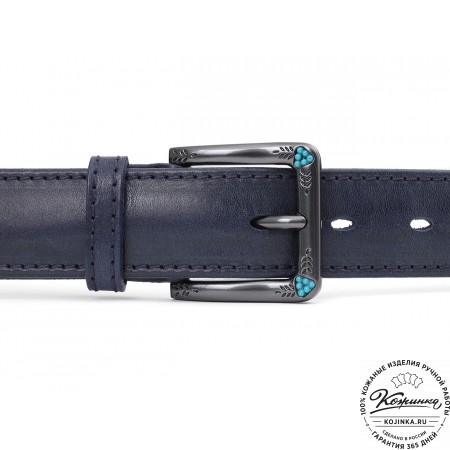 Кожаный ремень "Ирис" (синий)