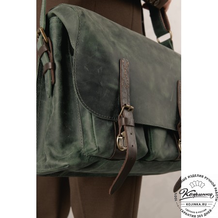 Кожаная сумка "Форман" (изумруд крейзи)