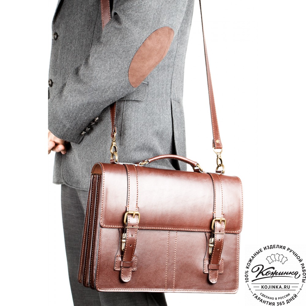 Деловой кожаный портфель "Увертюра" (чёрный)