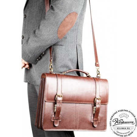 Деловой кожаный портфель "Увертюра" (чёрный)