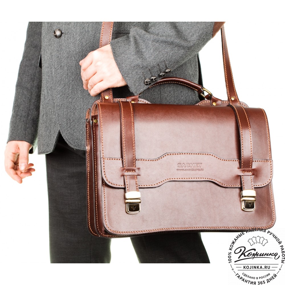 Мужской кожаный портфель "Авантаж" (коричневый)