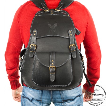 Мужской кожаный рюкзак "Байкер" (коричневый)
