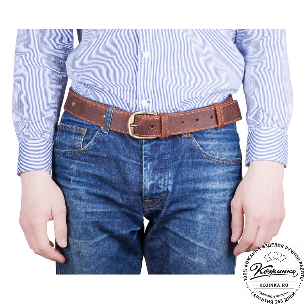 Кожаный мужской ремень "Анри Нью" (эксклюзив с пистонами)