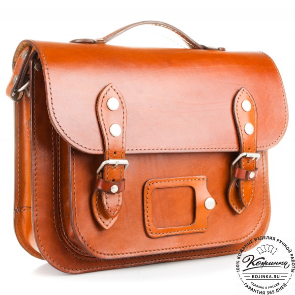 Кожаный портфель "Сатчел"  (рыжий). фото 1
