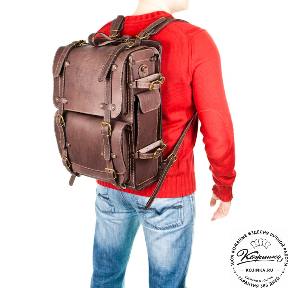 Мужской кожаный рюкзак "Легион" (старение рыжее)