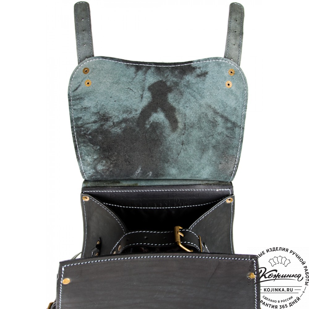 Мужской кожаный рюкзак "Байкер" (чёрный)