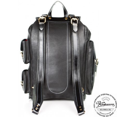 Мужской кожаный рюкзак "Следопыт" (чёрный)