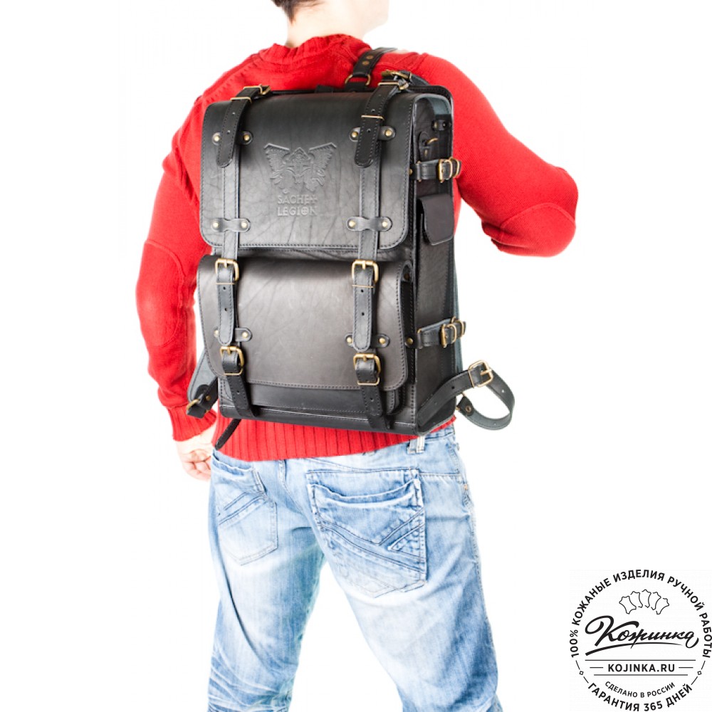 Мужской кожаный рюкзак "Легион" (чёрный)