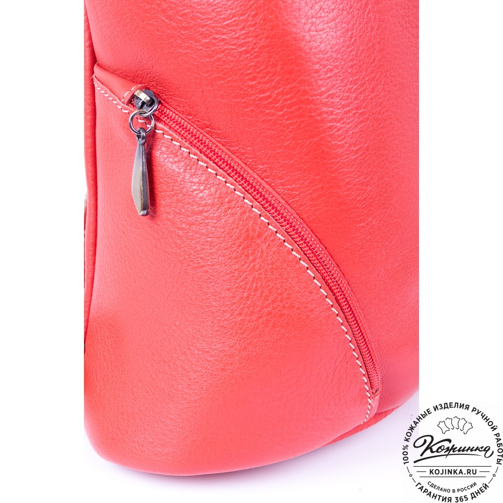 Женский кожаный рюкзак "Скиппи" (красный)