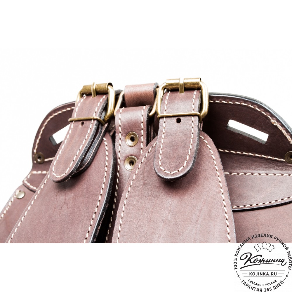 Мужской кожаный рюкзак "Байкер" (коричневый)