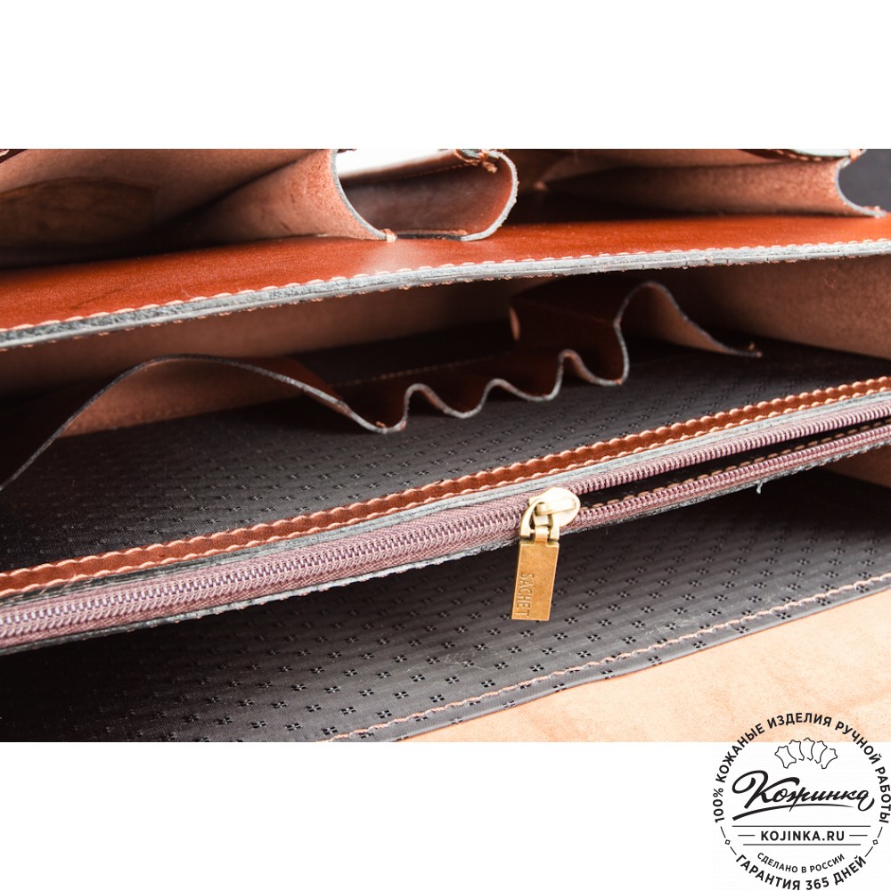 Кожаный деловой портфель "Адвокат-1" (коричневый)