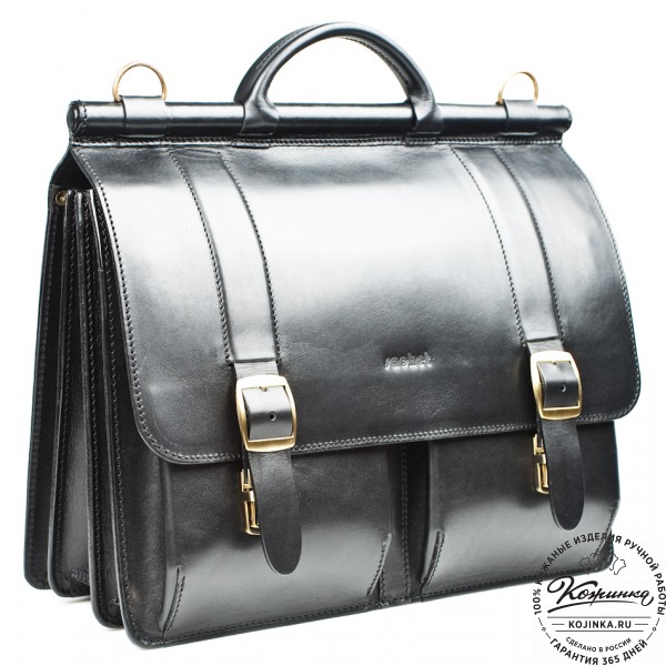 Кожаный портфель "Префект" (чёрный). фото 1