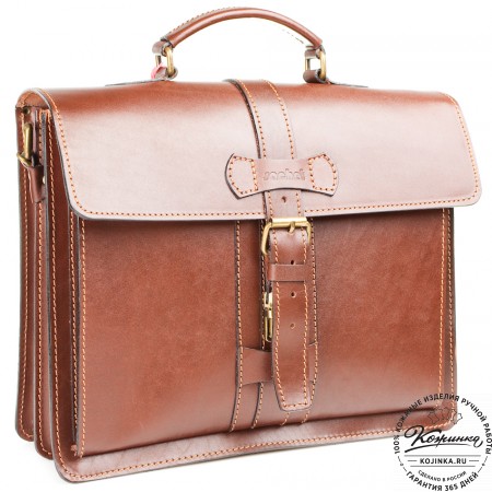 Мужской кожаный портфель "Премьер" (коричневый)