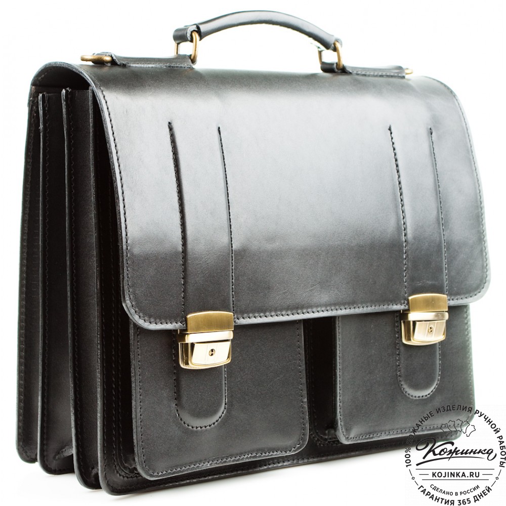 Мужской кожаный портфель "Престиж" (чёрный)