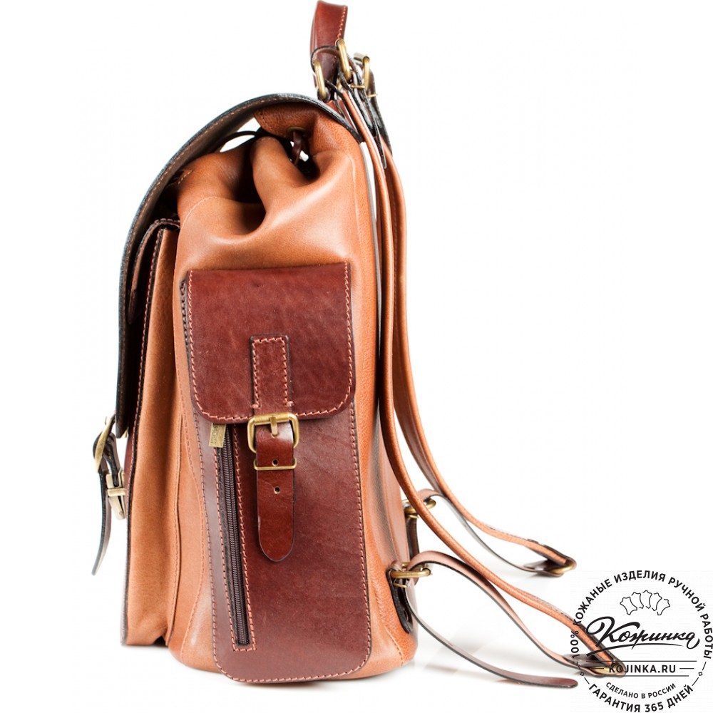 Мужской кожаный рюкзак "Следопыт" (коричневый)