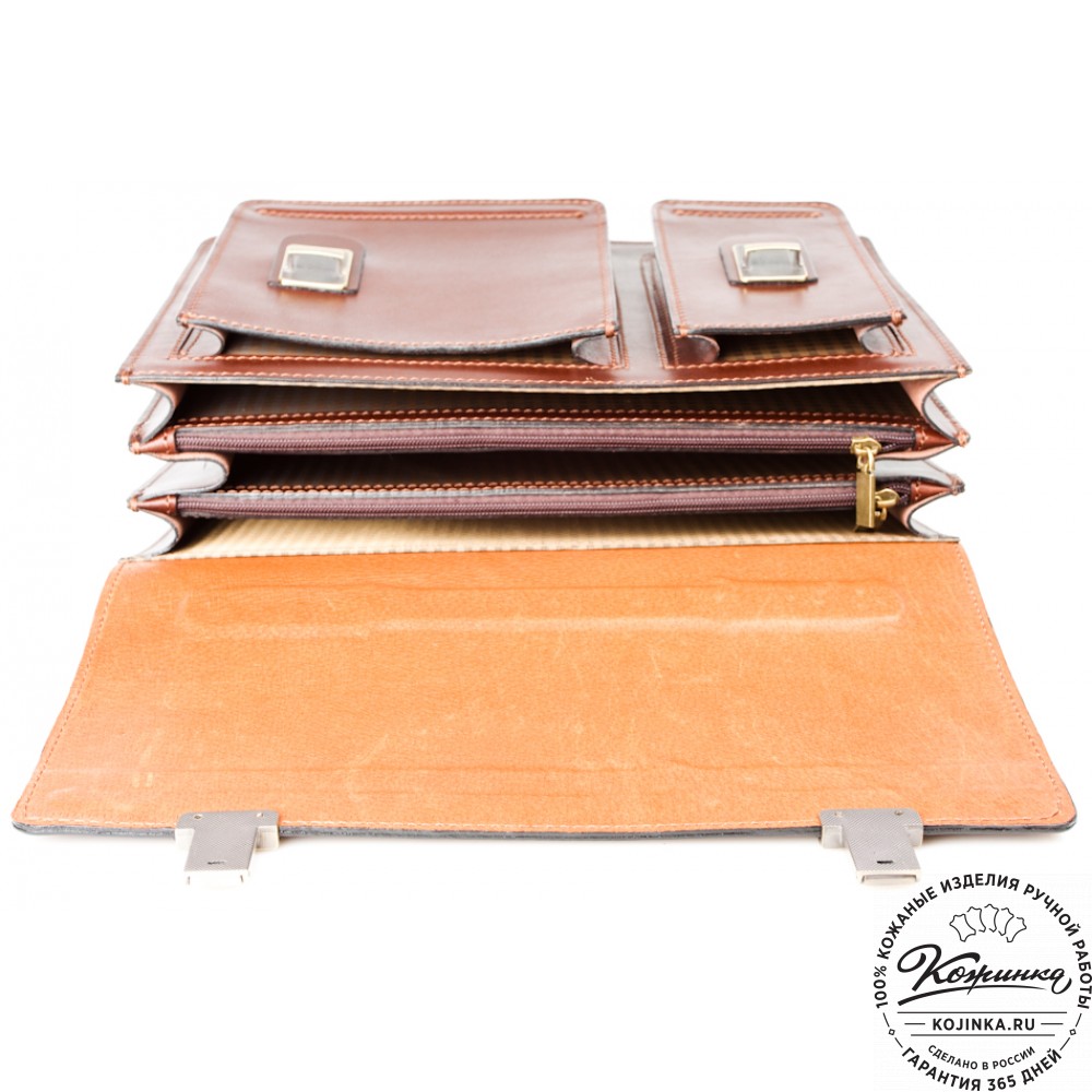 Мужской кожаный портфель "Оптима II" (коричневый)