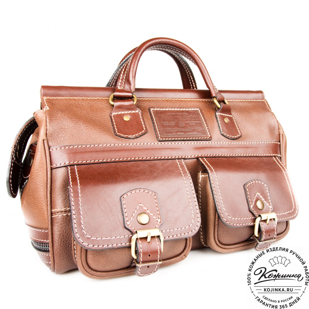 Кожаный дорожный саквояж "Малый" (коричневый)