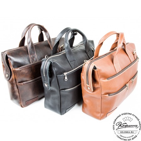 Кожаная деловая сумка "Марк" (коричневый эксклюзив)