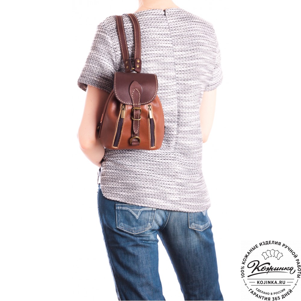 Женский кожаный рюкзак "Колибри" (светло-коричневый)