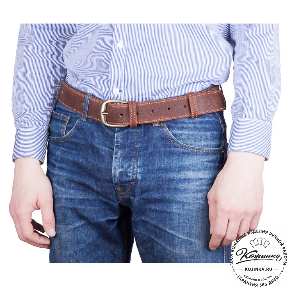 Кожаный мужской ремень "Анри Нью" (эксклюзив с пистонами)