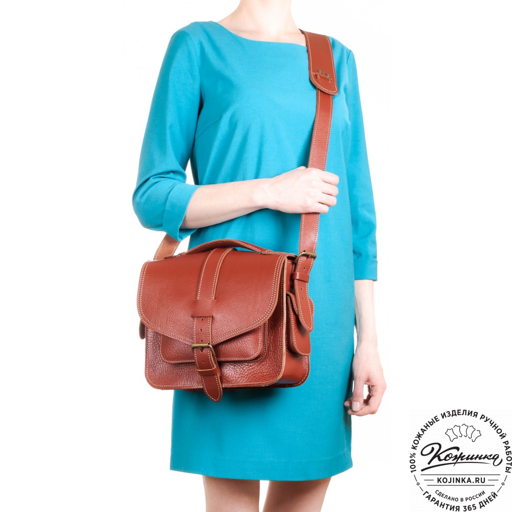 Кожаная  сумка "Виктория" (рыжая)