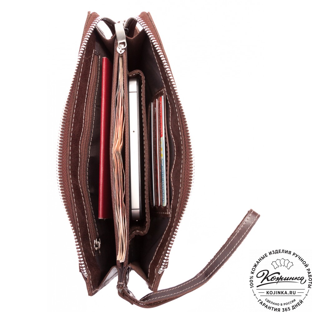 Кожаный клатч  Москва (коричневый)