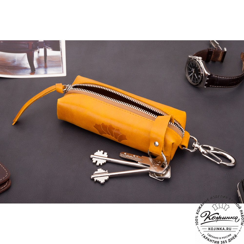 Кожаная ключница Барселона (желтая)