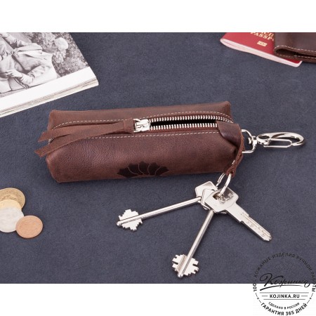 Кожаная ключница Барселона (коричневая)
